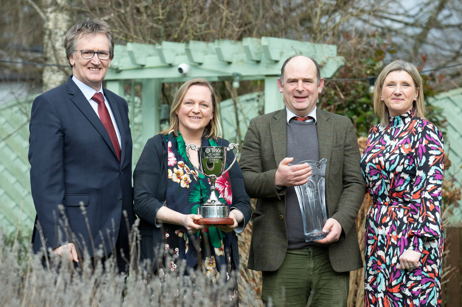 Winners Annabel and Thomas Butler, from Bennettsbridge in Kilkenny. Also pictured are Tirl&aacute;n chair, John Murphy (left), and director of ingredients at Tirl&aacute;n, Aoife Murphy (right).